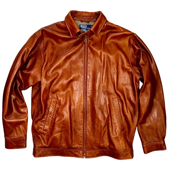 POLO RALPH LAUREN Men's Leather Bomber Jacket - M - Picture 11 of 16